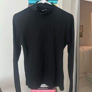 Black Ribbed Long Sleeve Turtleneck